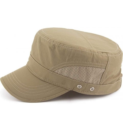 Baseball Caps Mens Womens Quick Dry Cadet Cap Waterproof Army Military Hat Flat Top Caps Mesh Inner - B-khaki - CL18X8I89AZ $...
