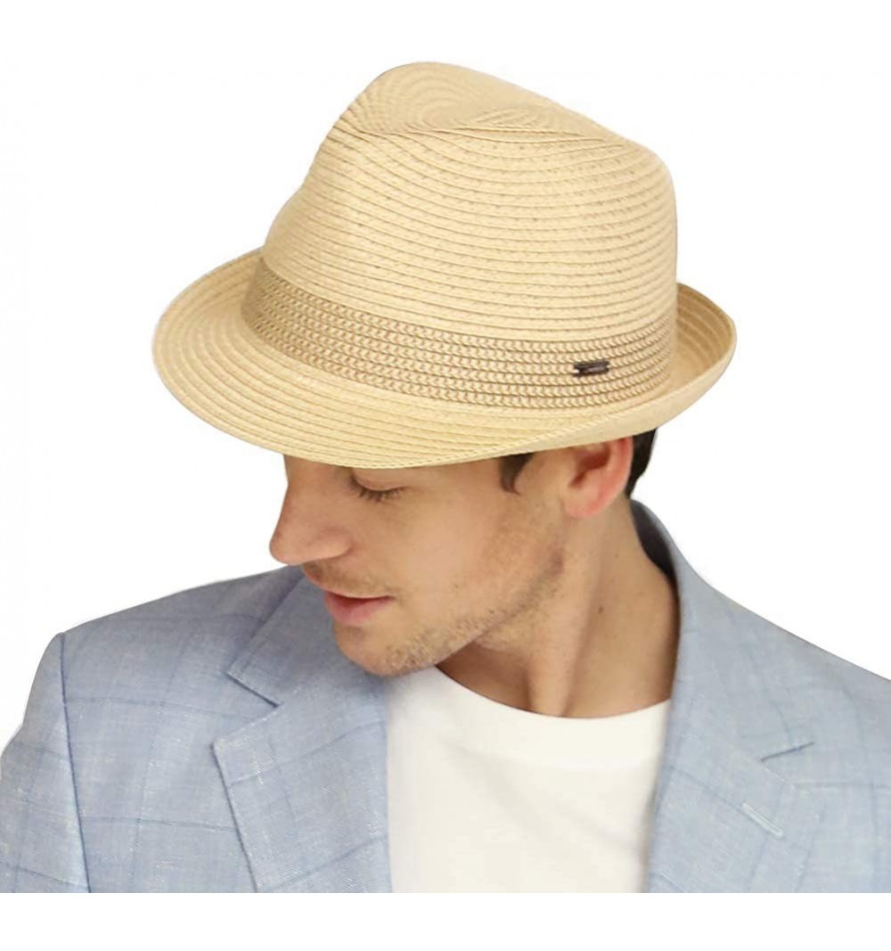 Fedoras Mens Straw Panama Fedora Hat Summer Beach Grosgrain Band Medium Head Derby Sun Hat for Women - 16010beige - CW18QAGTS...