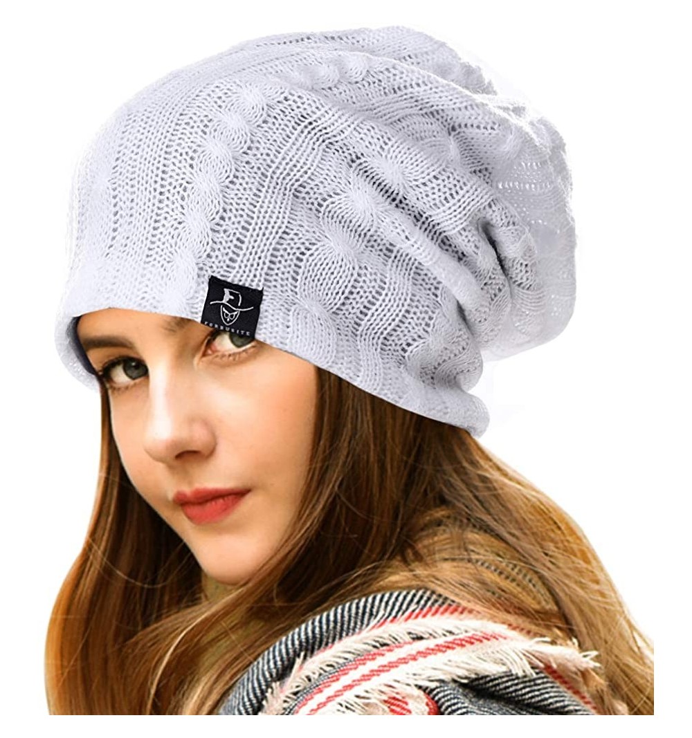 Skullies & Beanies Knit Cap for Women Summer Slouchy Beanie Winter Turban Hat B413 - Cable-white - CO195TIY2MG $10.84