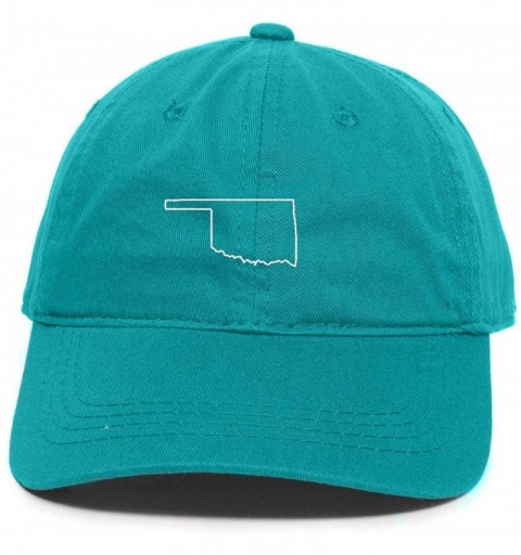 Baseball Caps Oklahoma Map Outline Dad Baseball Cap Embroidered Cotton Adjustable Dad Hat - Teal - CL18ZO44KQI $14.37