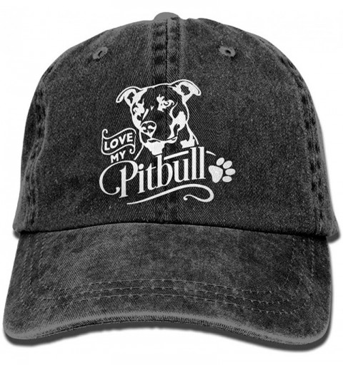 Baseball Caps Men Women Adjustable Denim Fabric Baseball Caps Love My Pitbull Snapback Cap - Black - CR18INS0THY $14.17
