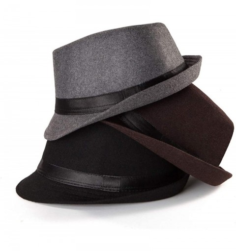 Fedoras Mens Fedora Hats for Men - Fedora Hat Panama Hat Straw Hat Trilby Hat Summer Hat (Pack of 3) - Grey-brown-black - CL1...