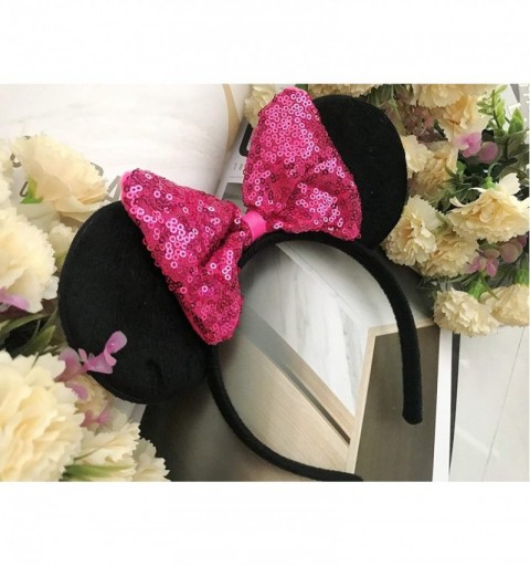 Headbands Sequin Hair Bows Headbands Mouse Ears for Baby Girls Women Costume Party - M8 (SQ-Pink2) - SQ-Pink2 - CQ17YL8K0RD $...