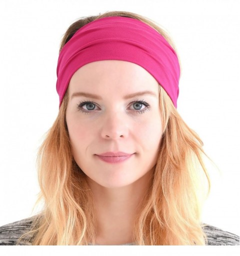 Headbands Charm Womens Headband Running Bandana - Mens Workout Elastic Head Sweat Band - Pink - CH11IACDGAL $13.55