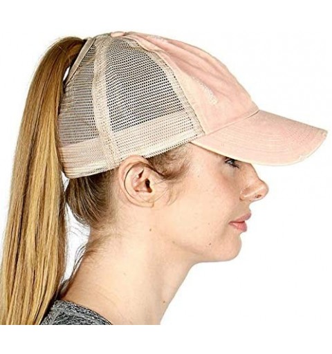 Baseball Caps Baseball Cap for Women- High Bun Ponytail Adjustable- Mesh Trucker Hats Faux Leather Distressed Washed Leopard ...