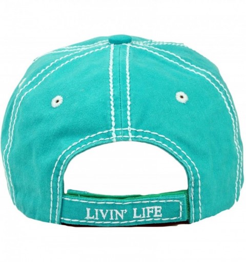 Baseball Caps Vintage Ball Caps for Women Mama Bear Dog Mom Washed Cap - Livin' Life Somewhere- Turquoise - C318ZYGEY3X $11.21