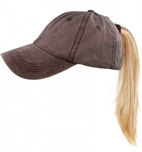 Baseball Caps Washed Ponytail Hats Pony Tail Caps Baseball for Women (Coffee) - CD18OSS98DS $8.05