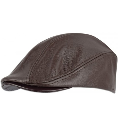 Newsboy Caps Premium Men's Gatsby Ivy Hat Made in USA Leather Black Brown New - Brown - CD12NEV3BNB $23.47