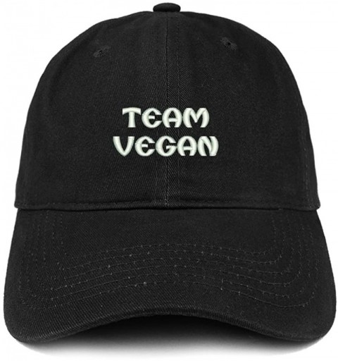 Baseball Caps Team Vegan Embroidered Low Profile Brushed Cotton Cap - Black - CO1895SRE7G $21.68