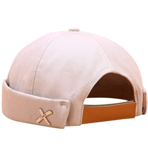 Bucket Hats Fashion Docker Leon Harbour Mechanic Hat Watch Cap Breathable Retro Brimless Beanie Hat Unisex - Beige - CL18U09O...