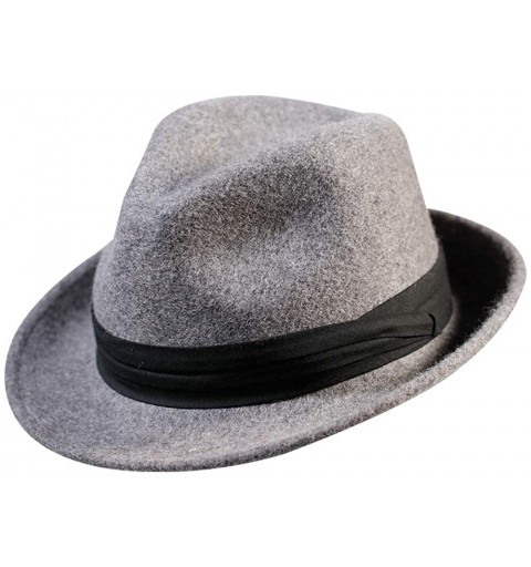 Fedoras Wool Fedora Hats for Men Trilby Gatsby Hat Felt Manhattan Women Outfit Decorations - Hemp Gray - CJ18I0O8GTK $20.92