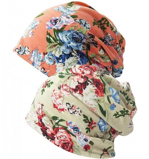 Skullies & Beanies Women's Sleep Soft Headwear Cotton Lace Beanie Hat Hair Covers Night Sleep Cap - Color Mix 41&42 - CM1985W...
