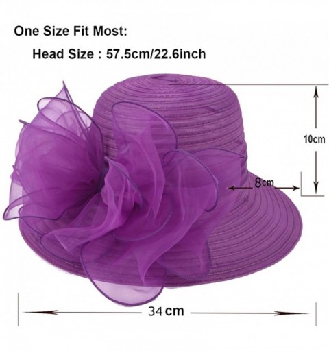 Bucket Hats Lady Church Derby Dress Cloche Hat Fascinator Floral Tea Party Wedding Bucket Hat S051 - Purple - CH18C8D0926 $25.00