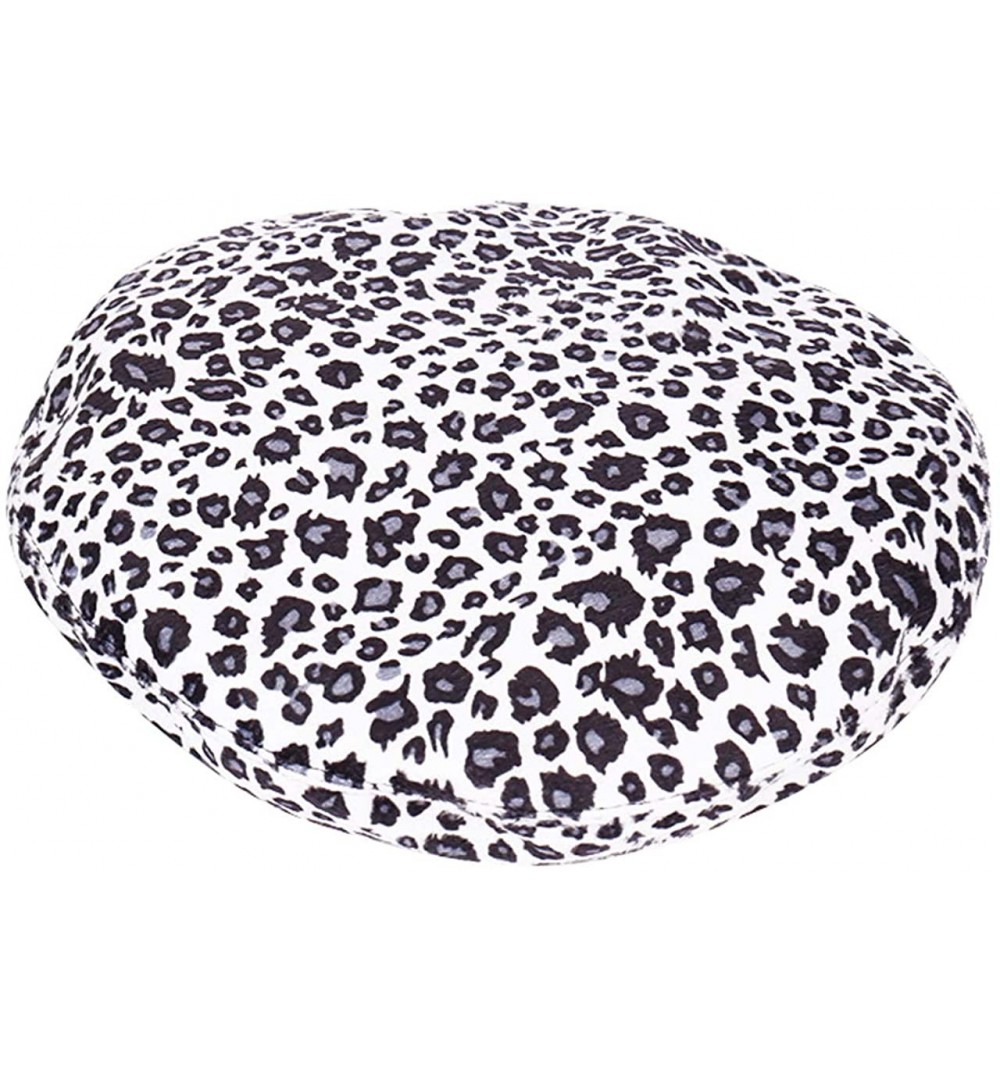Berets Women Leopard Print Beret French Style Barret Hat Wool Warm Hat Cap - White - CF18YE9UH0O $11.01