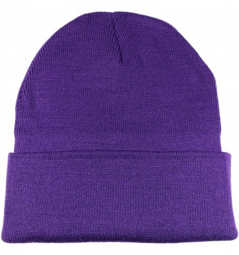 Skullies & Beanies Unisex Beanie Cap Knitted Warm Solid Color and Multi-Color Multi-Packs - 12 Pack - Purple - CR189KXS8K5 $2...