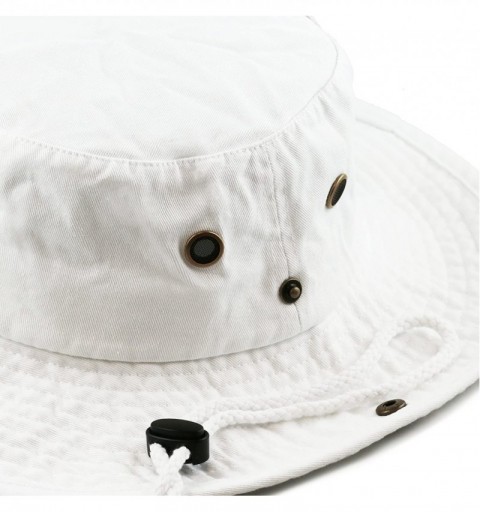 Sun Hats 100% Cotton Stone-Washed Safari Wide Brim Foldable Double-Sided Sun Boonie Bucket Hat - White - CT12EDOTLN7 $12.47