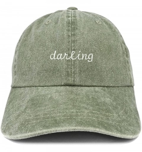 Baseball Caps Darling Embroidered Washed Cotton Adjustable Cap - Olive - CA185LTMZLX $15.88