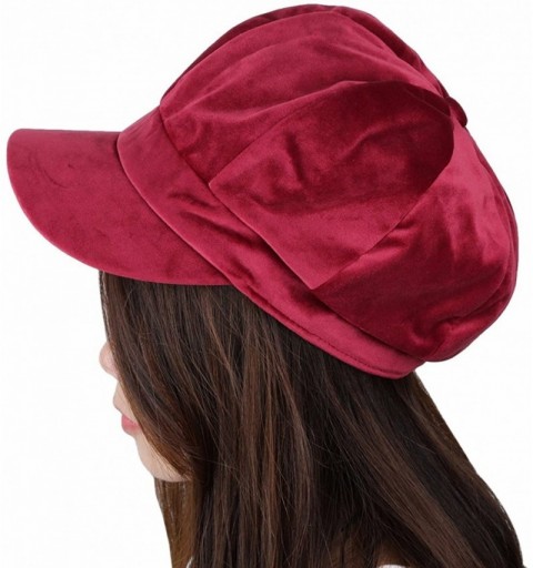 Newsboy Caps Newsboy Hats for Women-8 Panel Winter Warm Ivy Gatsby Cabbie Cap - 05-red - CM1889H0KRE $13.23