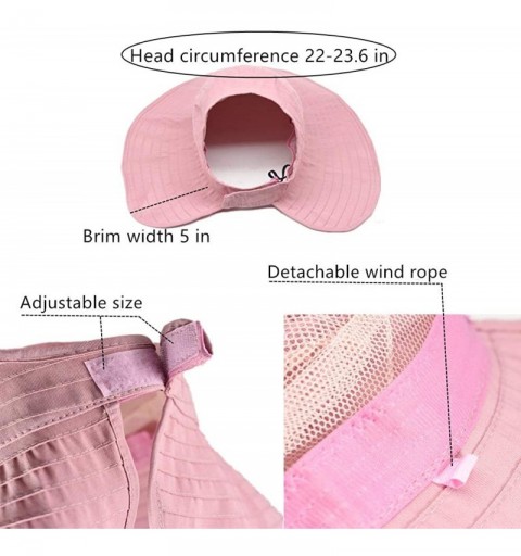 Sun Hats Womens Wide Brim Sun Hat with UV Protection Packable Floppy Summer Beach Hat - Pink - CB1949D3MRI $14.52