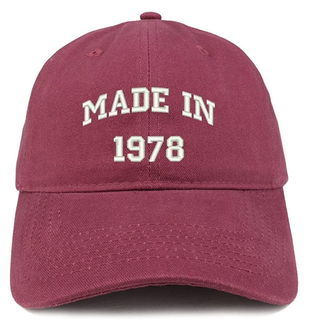 Baseball Caps Made in 1978 Text Embroidered 42nd Birthday Brushed Cotton Cap - Maroon - CQ18C9XU05U $20.95