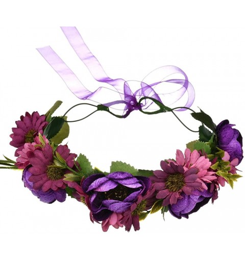 Headbands Maternity Woodland Photo Shoot Peony Flower Crown Hair Wreath Wedding Headband BC44 - Style 12 Purple Camellia - CZ...