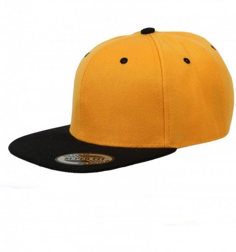 Baseball Caps Blank Adjustable Flat Bill Plain Snapback Hats Caps - Gold/Black - C611LHGX4C9 $11.59