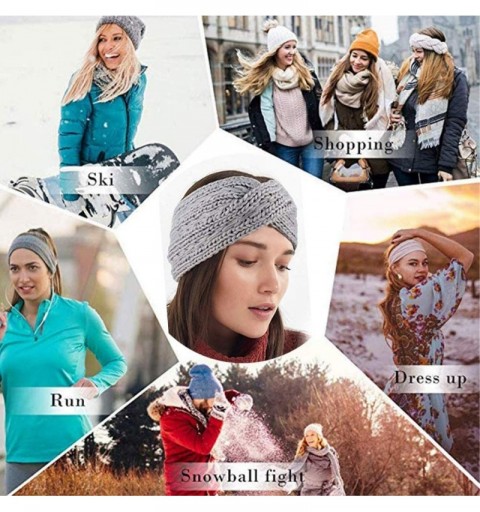 Cold Weather Headbands Womens Winter Warm Beanie Headband Soft Stretch Skiing Cable Knit Cap Ear Warmer Headbands - CQ18X0I07...