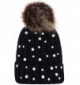Bucket Hats Women Faux Fur Pom Pom Beanie Cap Fashion Winter Pearl Knit Ski Hat - Black - CG18LK9CXDO $16.25