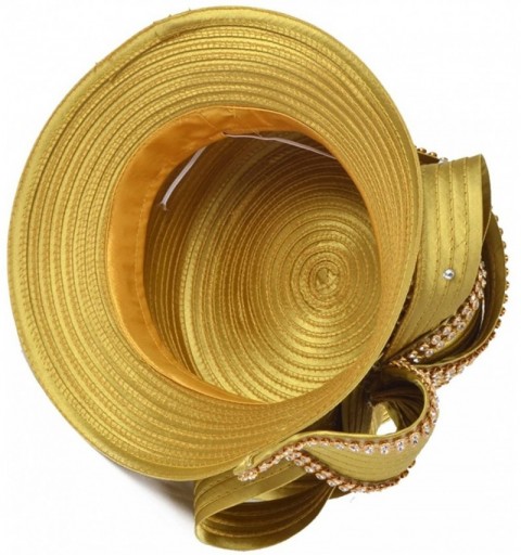 Bucket Hats Women Kentucky Derby Dress Church Wedding Party Feather Bucket Hat S608-A - Rhinestone-golden - C6180MR3E56 $35.74