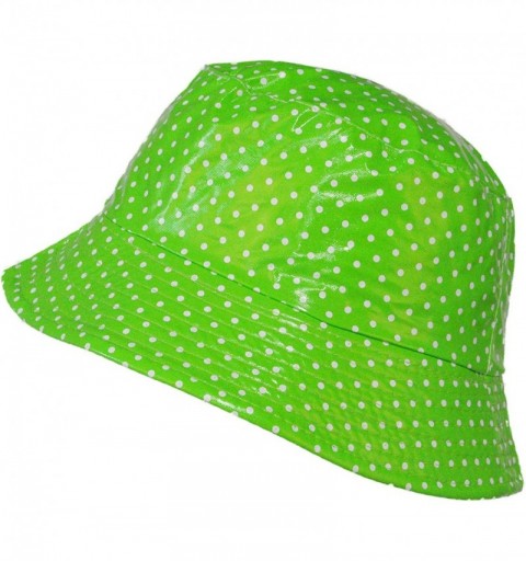 Rain Hats Waterproof Vinyl Bucket Rain Hat - 06-green Dot - C7196C30X8Q $33.96