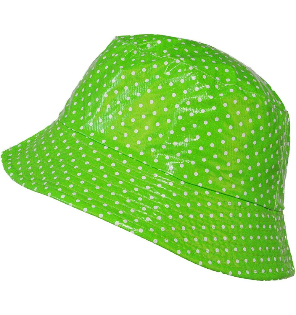 Rain Hats Waterproof Vinyl Bucket Rain Hat - 06-green Dot - C7196C30X8Q $20.97