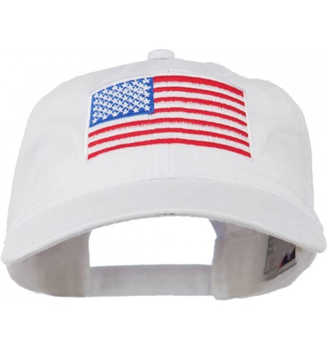 Baseball Caps American Flag Embroidered Washed Cap - White - CX11MJ3NOVF $28.12