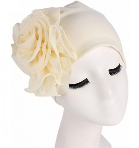 Skullies & Beanies Cancer Turbans Twisted Headwear Flowers - Beige - C018XQ5MRCR $8.16