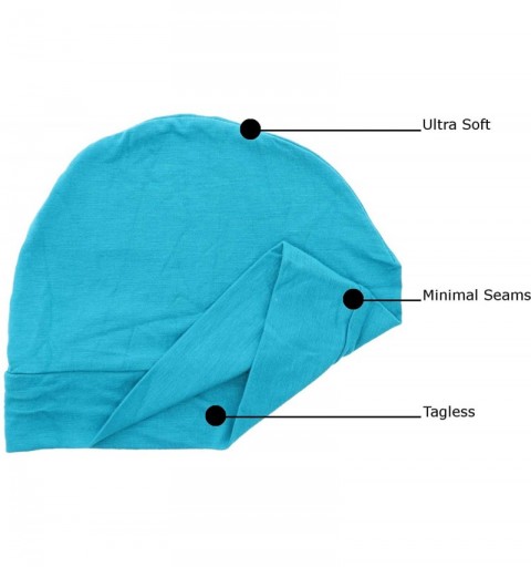 Skullies & Beanies Womens Soft Sleep Cap Comfy Cancer Hat with Hearts Applique - Turquoise - CZ189STSWS6 $10.69