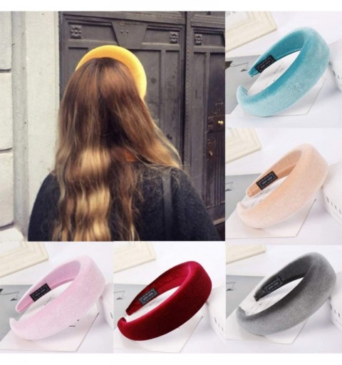 Headbands Solid Fashion Hairband Women's Girls' Sponge Velvet Candy Color Sweet Headband Hair Head Hoop - Yellow - CZ18SD7DGC...
