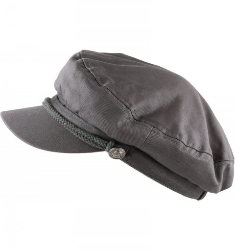 Newsboy Caps Black Horn Unisex Cotton Greek Fisherman's Sailor Fiddler Hat Cap - Charcoal - CA187LQ0SM6 $9.51