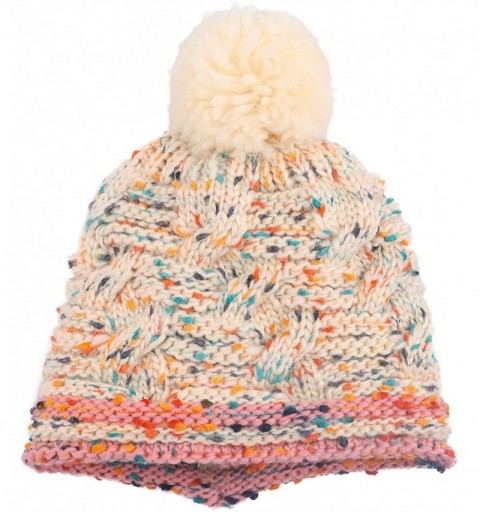 Skullies & Beanies Boys Girls Kids Knit Beanie with Pompom Toddlers Winter Hat Cap - Cream Speckled - CF185336H8Q $12.58
