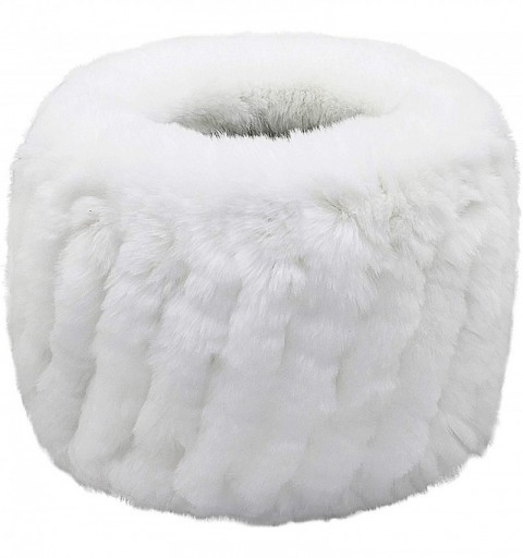 Cold Weather Headbands Women's Fashion Winter Soft Rabbit Fur Neck Warmer Headband Circle Infinity Scarf Windproof - White - ...