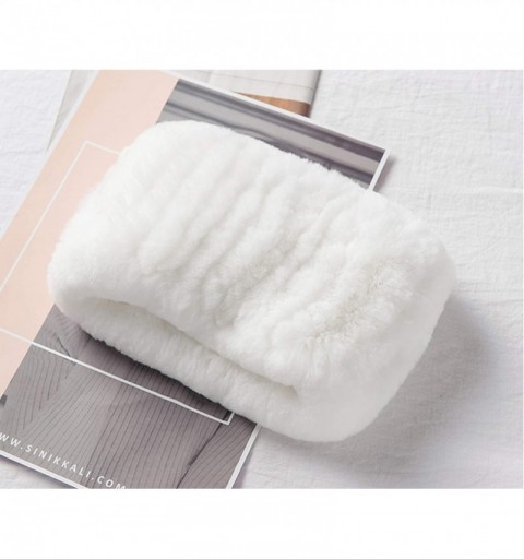 Cold Weather Headbands Women's Fashion Winter Soft Rabbit Fur Neck Warmer Headband Circle Infinity Scarf Windproof - White - ...