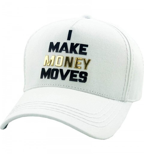 Baseball Caps Good Vibes ONLY Cool Vintage Design Dad Hat Baseball Cap Polo Style Adjustable - (7.1) White I Make Money Moves...
