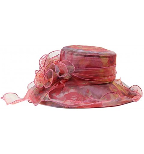 Sun Hats Women's Colorful Organza Wide Brim Tea Party Kentucky Derby Hat (Multicolored3) - C612G0XDKQD $12.20