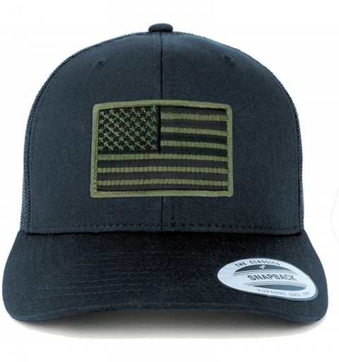 Baseball Caps American Flag Patch Snapback Trucker Mesh Cap - Navy - Black Olive - CL188I8D78A $13.93