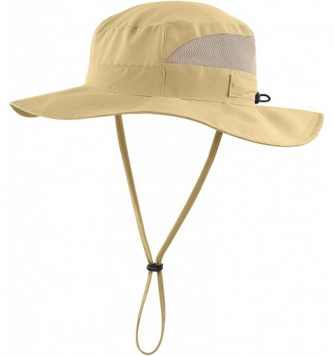 Sun Hats Womens Summer Mesh Boonie Sun Hat Wide Brim UV Protection Fishing Hat - Khaki - CC18D84NXYM $15.75
