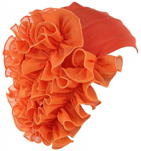 Cold Weather Headbands Womens Wrap Cap Flower Chemo Hat Beanie Scarf Turban Headband - Orange - CE18INUR2OZ $6.74