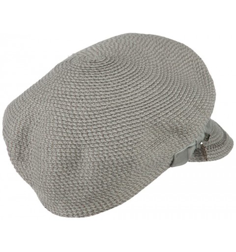 Newsboy Caps Women's Paper Braid Newsboy Hat with Velvet Bow Trim - Taupe - CL11JL18OYF $49.48