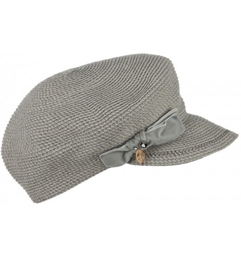 Newsboy Caps Women's Paper Braid Newsboy Hat with Velvet Bow Trim - Taupe - CL11JL18OYF $49.48