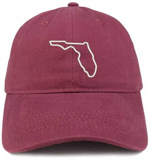 Baseball Caps Florida State Outline State Embroidered Cotton Dad Hat - Maroon - CW18G6857YW $16.09