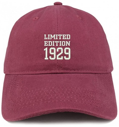 Baseball Caps Limited Edition 1929 Embroidered Birthday Gift Brushed Cotton Cap - Maroon - CK18CO9EGI2 $16.24