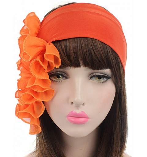 Cold Weather Headbands Womens Wrap Cap Flower Chemo Hat Beanie Scarf Turban Headband - Orange - CE18INUR2OZ $19.34