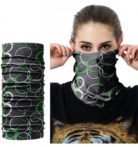 Balaclavas Seamless Face Mask Silk Fabric Headwear Headband Neck Gaiter Multifunctional - Black & Green & Circle - C6197SLUD6...